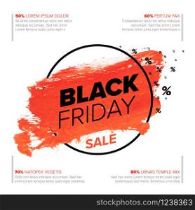 Black Friday poster flyer template - red watercolor splash with black text. Black Friday poster flyer template