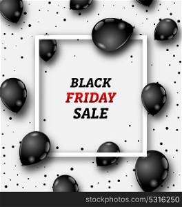 Black Friday Poster with Shiny Balloons on White Background. Black Friday Poster with Shiny Balloons on White Background - Illustration Vector