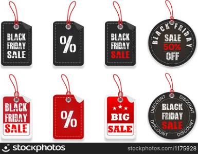Black friday price stickers.Black Friday, hangende Etiketten