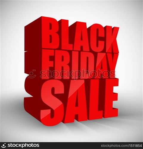 Black friday sale 3d red text isolated on white background .3d Vector illustration