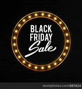 Black friday sale advertisement banner poster in retro frame, vector illustration