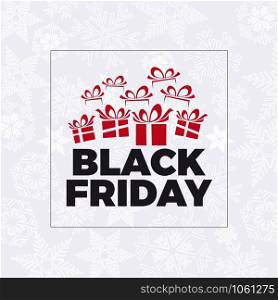 Black friday sale background. Vector illustration with box and gift