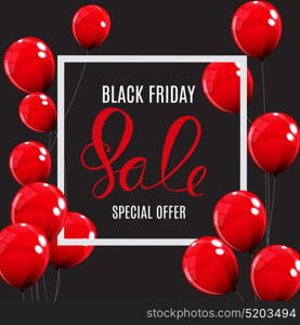 Black Friday Sale Balloon Concept of Discount. Special Offer Template .Vector Illustration EPS10. Black Friday Sale Balloon Concept of Discount. Special Offer Tem