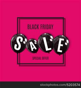 Black Friday Sale Balloon Concept of Discount. Special Offer Template .Vector Illustration EPS10. Black Friday Sale Balloon Concept of Discount. Special Offer Tem