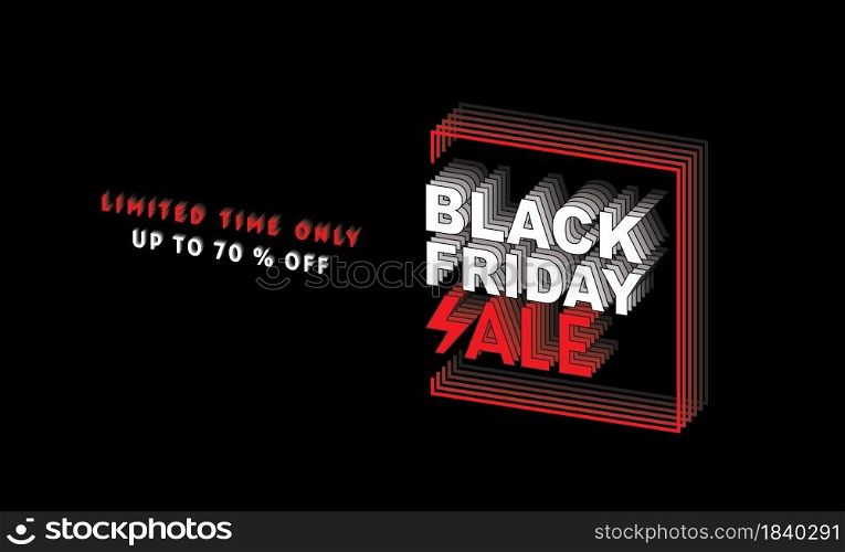 Black Friday, sale, banner design template, Black color, limited time only, abstract background, vector.