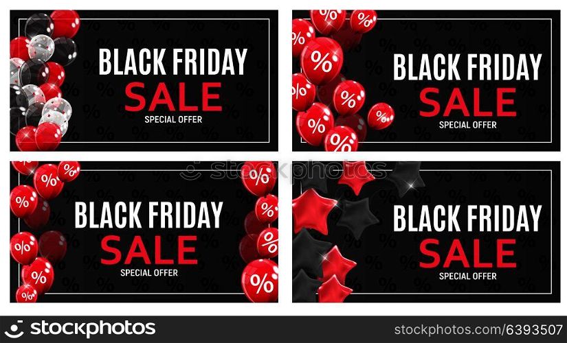 Black Friday Sale Banner Template Collection Set. Vector Illustration EPS10. Black Friday Sale Banner Template Collection Set. Vector Illustration