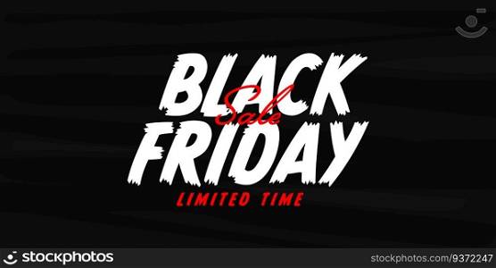 Black Friday sale banner template with limited offer in time. Horizontal cover, poster, header website vector illustration. Minimal newsletter advertisement design. Business and ecommerce. Black Friday sale banner with limited offer in time