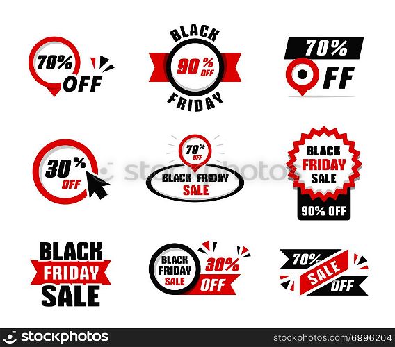 Black friday sale banners, sale stickers, vector eps10 illustration. Black Friday Sale Banner