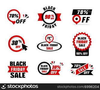 Black friday sale banners, sale stickers, vector eps10 illustration. Black Friday Sale Banner