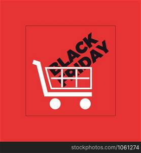 Black friday sale on cart, background. Vector illustration