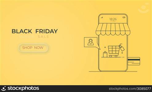 Black friday sale online store with digital technology smartphone