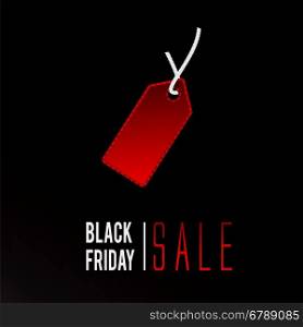 Black Friday sale promo text with sale tag symbol on dark background advertising vector illustration