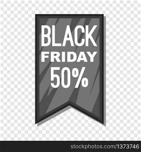 Black Friday sale ribbon icon in cartoon style isolated on background for any web design . Black Friday sale ribbon icon, cartoon style
