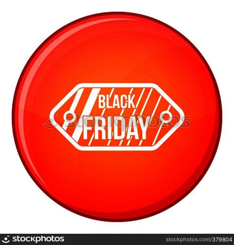 Black Friday sale tag icon in red circle isolated on white background vector illustration. Black Friday sale tag icon, flat style