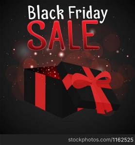 Black Friday sale with a festive box and sparkles for your design. Black Friday sale with a festive box and sparkles for your desig
