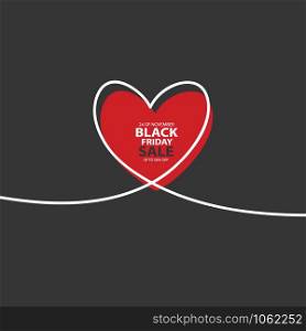 Black Friday Sale with glitch Heart in continuous drawing lines in a flat style in continuous drawing lines. Continuous black line.. Black Friday Sale with glitch Heart in continuous drawing lines in a flat style in continuous drawing lines. The work of flat design. Symbol of love and tenderness