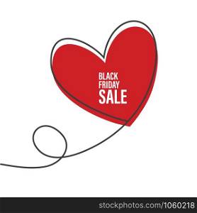 Black Friday Sale with glitch Heart shaped balloon in continuous drawing lines in a flat style in continuous drawing lines. Continuous black line. The work of flat design. Symbol of love and tenderness.. Black Friday Sale with glitch Heart shaped balloon in continuous drawing lines in a flat style in continuous drawing lines. Continuous black line. The work of flat design. Symbol of love and tenderness