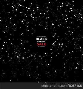 Black friday sale with snow on the black background. Light vector background for your advertise, discounts and business.. Black friday sale with snow on the black background. Light vector background for your advertise, discounts and business