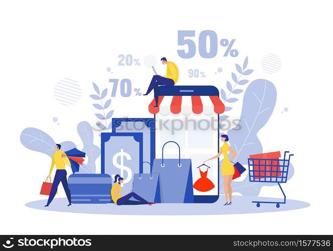 black friday shop, people buying on super discount ,Shop online service, promo purchase marketing illustration