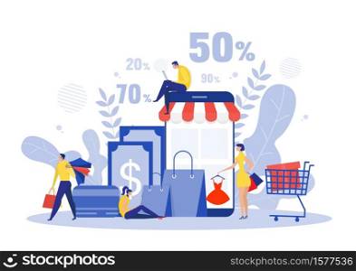 black friday shop, people buying on super discount ,Shop online service, promo purchase marketing illustration