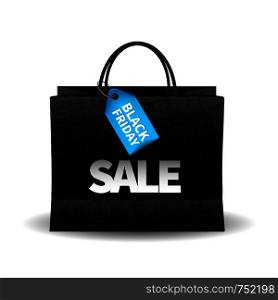 Black Friday shopping bag and sales tag marketing template