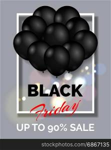 Black friday shopping poster. Black friday shopping poster background. Sale banner or flyer promotion template with black balloons vector illustration