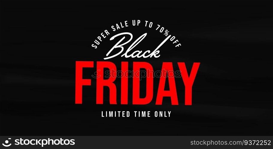 Black Friday super sale up to 70 percent price reduction. Banner template advertising market wholesale discount vector illustration. Flyer, poster, label announcing cheap retail shopping. Black Friday super sale up to 70 percent price reduction