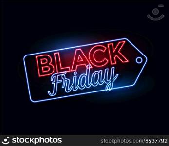 black friday tag in glowing neon lights