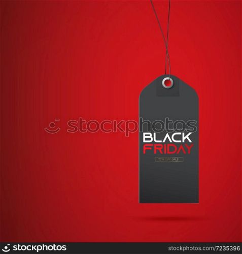 Black Friday Tag label banner on Red wallpaper background use for promotion sale and discount on love celebration