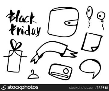 Black Friday text with decoration. Lettering for promotion and sale items.
