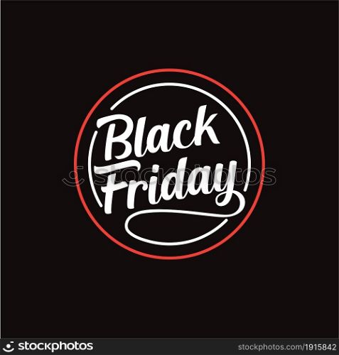 Black Friday text with Handwritten lettering vector design in circle shape