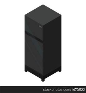 Black fridge icon. Isometric of black fridge vector icon for web design isolated on white background. Black fridge icon, isometric style