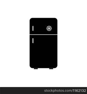 Black fridge vector icon isolated on white background