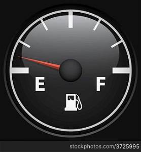 Black fuel gage isolated on black background vector template.