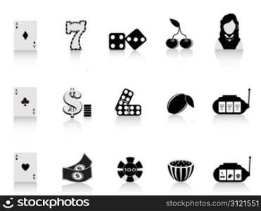 black gambling icon set for design