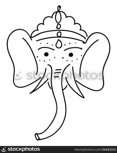 Black ganesha elephant drawing illustration vector on white background