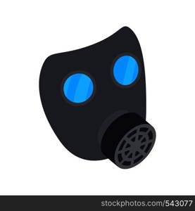 Black gas mask icon in isometric 3d style on a white background. Black gas mask icon, isometric 3d style