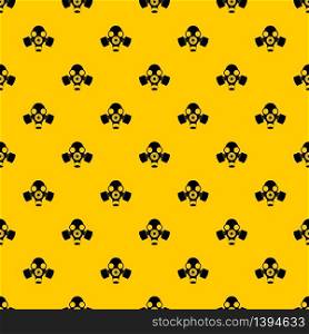 Black gas mask pattern seamless vector repeat geometric yellow for any design. Black gas mask pattern vector
