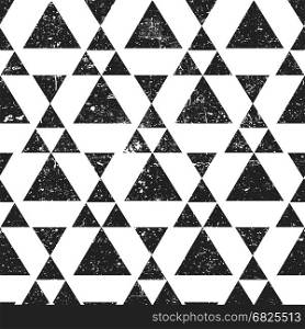 Black geometric triangle background. Abstract seamless pattern grunge textured.