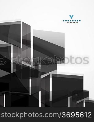 Black glass square background. Vector
