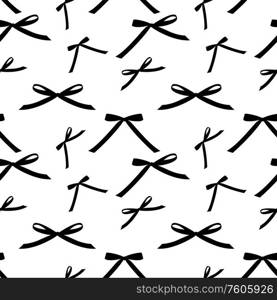 Black Glossy Ribbon Bow. Seamless pattern. Vector Illustration EPS10.. Black Glossy Ribbon Bow. Seamless pattern. Vector Illustration