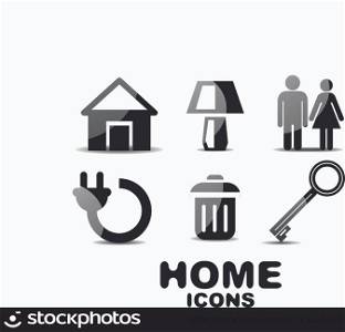 Black glossy vector home icons