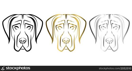 Black gold and silver line art of Great Dane dog head. Good use for symbol, mascot, icon, avatar, tattoo, T Shirt design, logo or any design you want.