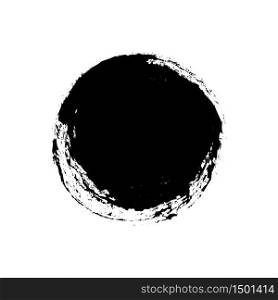 Black grungy vector abstract hand-painted circle. Vector illustration. Background