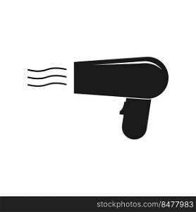 Black hair dryer icon isolated on a white background. Hairdryer sign. Hair drying symbol. Blow hot air. Vector Illustration