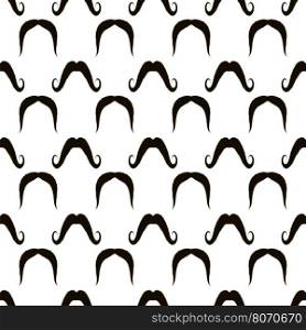Black Hairy Mustache Silhouettes Seamless Pattern on White Background. Black Hairy Mustache Silhouettes Seamless Pattern
