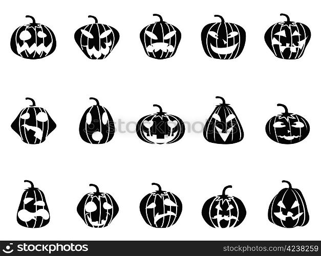 black halloween pumpkin icons set on white background
