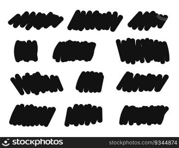 Black hand drawn background for text. Set of abstract shape hand drawn brush background.