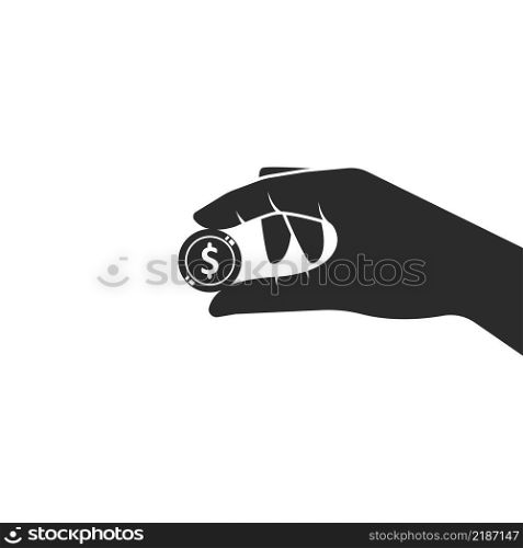 black hand holding coin vector illustration concept design template web