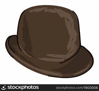 Black hat for boys and gentlemen. Isolated vintage cap with small peak. Fashion and trends of previous epoch. Victorian clothes, retro clothing trendy. Fashionable headwear, vector in flat style. Headwear for men, black vintage retro hat for boys